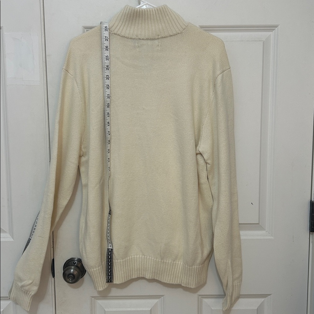 Polo Ralph Lauren Men's turtleneck Jumper Sweater size large ivory cotton Henley - Picture 5 of 7